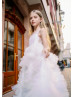 White Tulle Ruffled Fairytale Flower Girl Dress